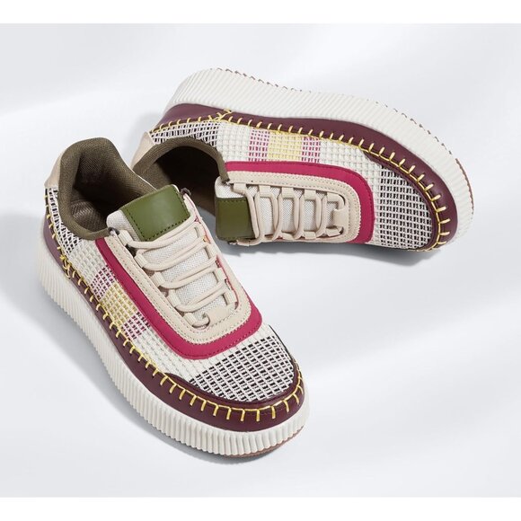 Lucky Step Women's Wine Platform Sneakers Rhinestone Fashion Chunky Shoes - Picture 5 of 9